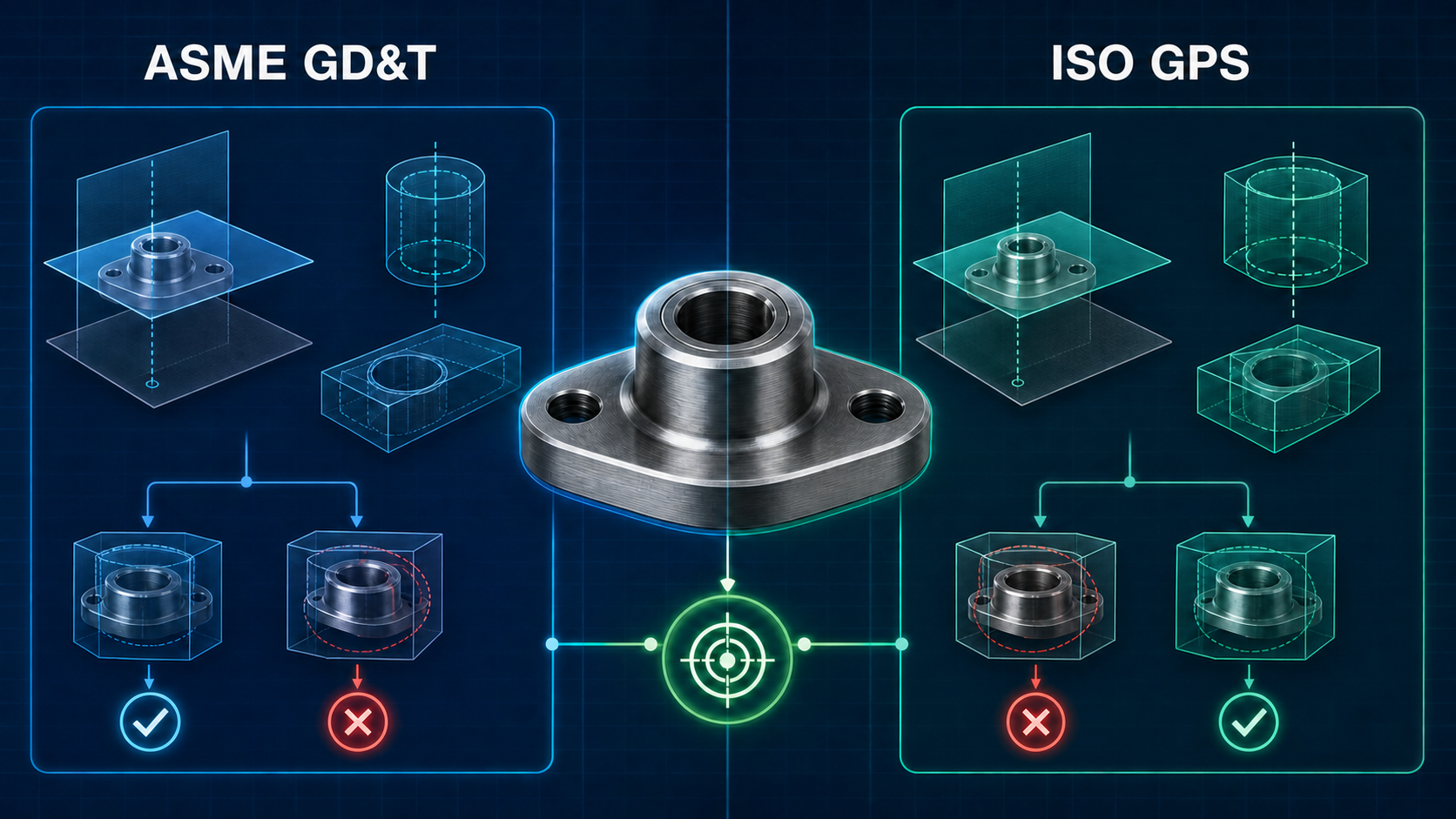 ASME GD&T와 ISO GPS 기하학적 제품사양 비교