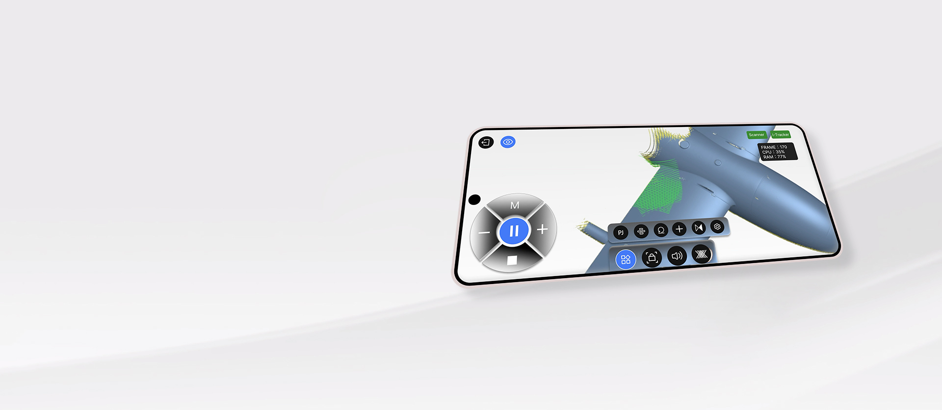 DefinSight Mobile 실시간 스캔 화면과 원격 제어