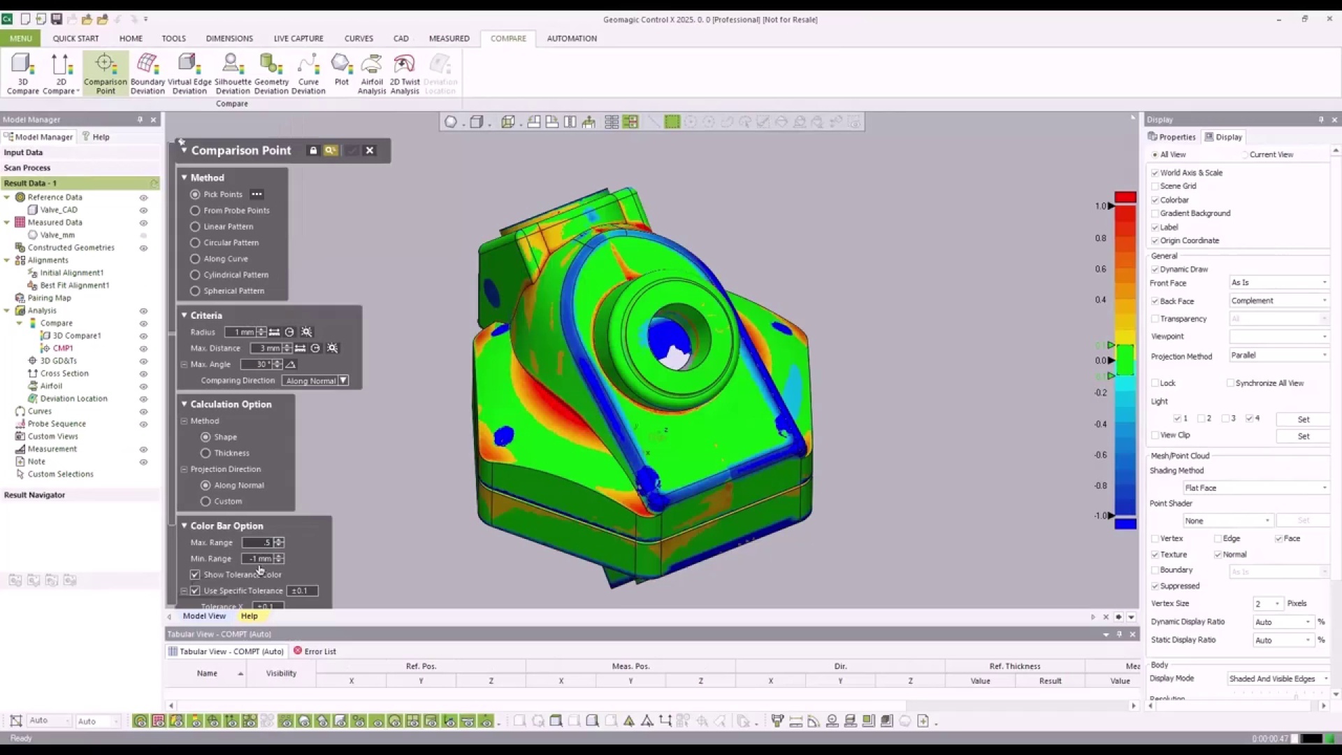 Geomagic Control X 다른 부품 3D 편차 컬러맵 검사