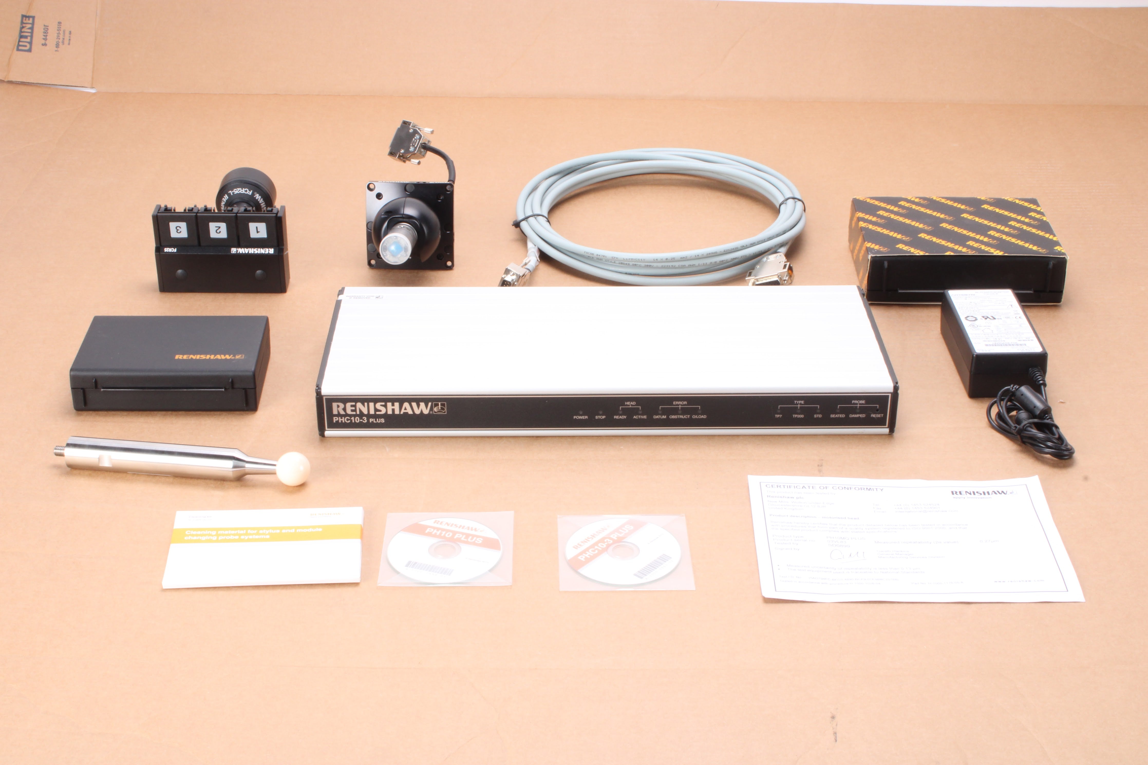 Renishaw PH10 계열 컨트롤러와 프로브 헤드 및 교환 모듈로 구성된 중고 프로브 시스템